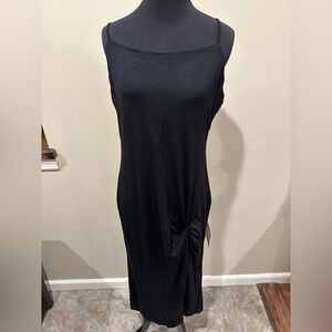 Lulu's Black Ruched Slip Midi Dress